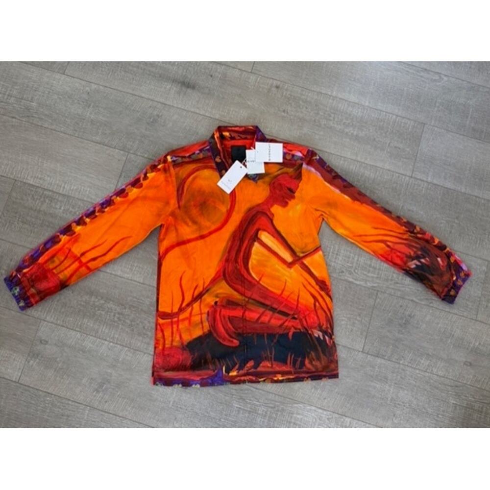 Men's Givenchy x Josh Smith NWT “Devil” Painted Rare Full Zip Shirt EU Size L